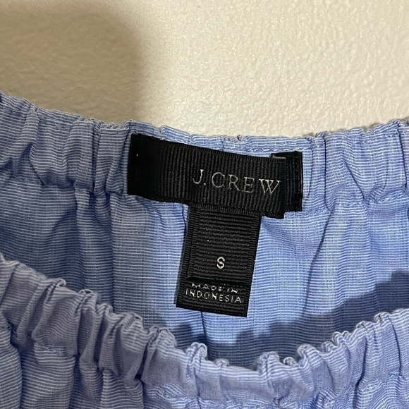 J. Crew Tipped Off the Shoulder Light Blue Cotton Mini Summer Dress size Small - Picture 10 of 11